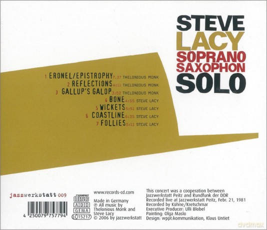 Lacy, Steve (solo soprano saxophone): Live At Jazzwerkstatt Peitz [CD]