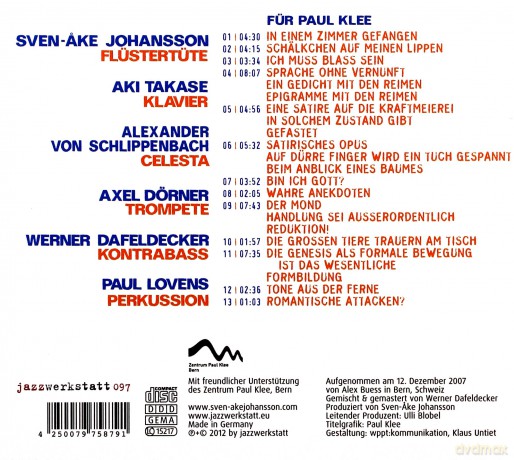 Johansson, Sven-Ake (A. von Schlippenbach, A. Takase, W. Dafeldecker, P. Lovens, A. Dörner): Für Paul Klee [CD]