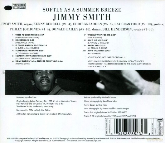 Jimmy Smith:  Softly As A Summer's Breeze (RVG)[CD]