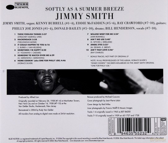 Jimmy Smith:  Softly As A Summer's Breeze (RVG)[CD]
