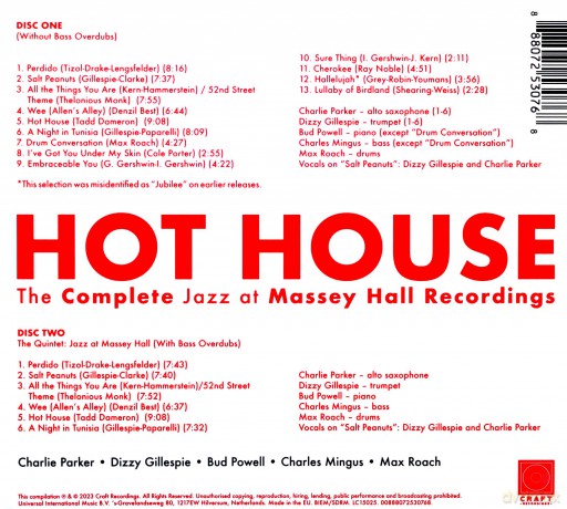 Hot House: The Complete Jazz At Massey Hall Recordings [2CD]