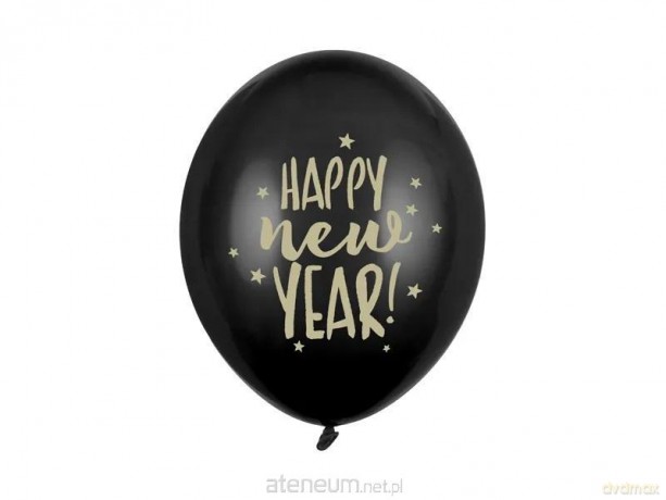 Balony Happy New Year Pastel Black 30cm 50szt