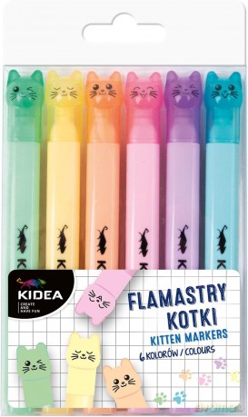 Flamastry kotki 6 kolorów