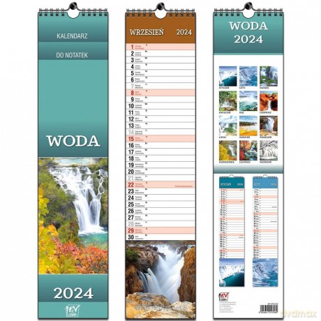 Kalendarz 2024 paskowy 13 planszowy Woda [KALENDARZ]