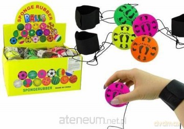 Piłka na gumce 6 cm stópki 4 kolory MIX
