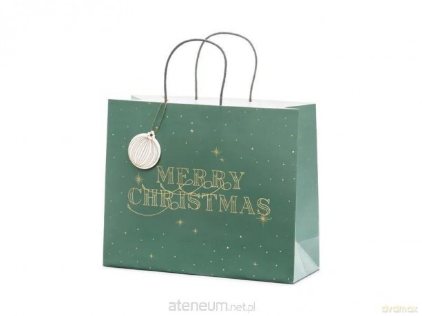 Torebka na prezenty Merry Christmas zielona