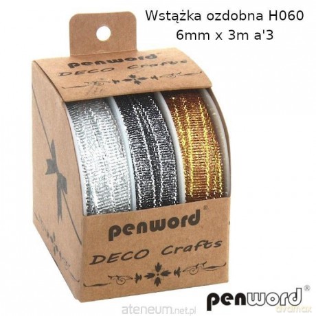 Wstążka ozdobna 6mmx3m 3szt (12kpl)