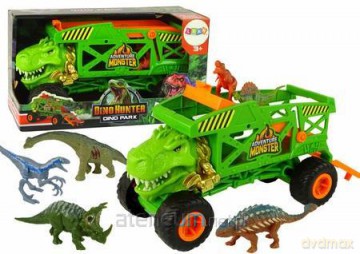 Zestaw auto transporter zielony dinozaur [FIGURKA]