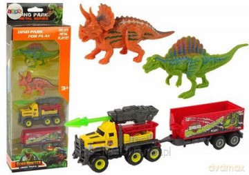 Zestaw dinozaury 2szt+ auto z rakietą i naczepą [FIGURKA]