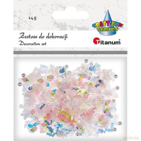 Zestaw perełki cekiny różowe14g mix