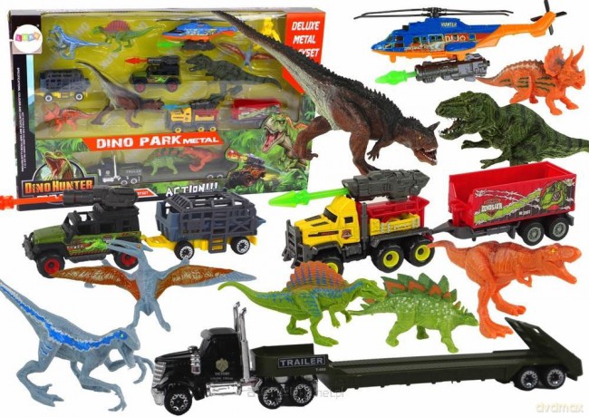 Zestaw pojazdów duży helikopter+ dinozaury 8szt [FIGURKA]