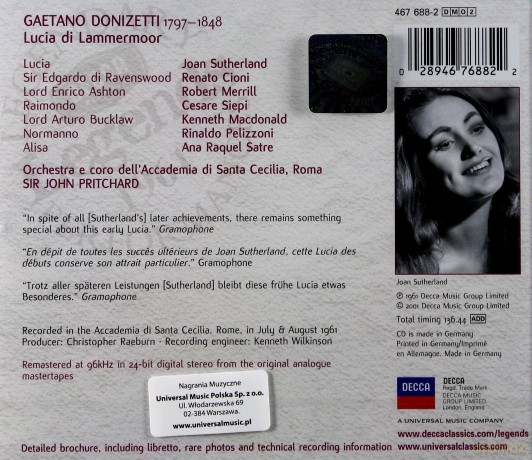 Joan Sutherland: Decca Legends: Donizetti: Lucia Di Lamm [2CD]