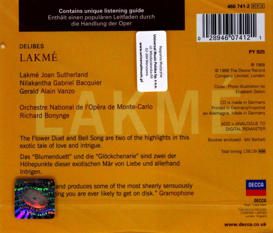 Joan Sutherland: Delibes Lakme [2CD]