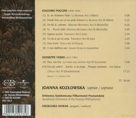 Joanna Kozłowska: Verdi, Puccini - Arie Operowe [CD]