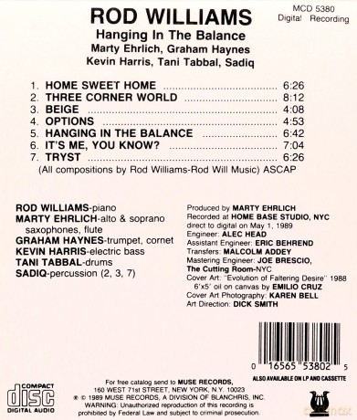 Rod Williams (M. Ehrlich, G. Haynes, K.Harris, T. Tabbal, Sadiq): Hanging in The Balance [CD]