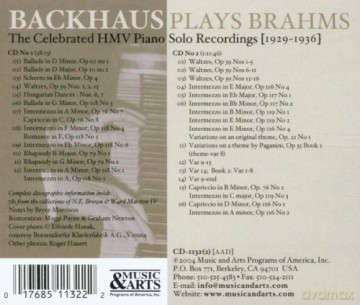 Brahms: Ballades, Scherzos, Waltzes, Rhapsodies, Intermezzos etc.: Backhaus, Wilhelm - piano. HMV Piano Solo Recordings 1929-1936 [2CD]