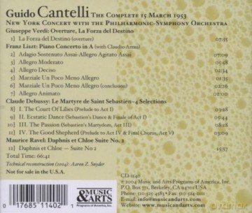 Debussy: The Martyrdom of St. Sebastien, Ravel: Daphnis and Chloe -- Suite No. 2. etc.: Cantelli, Guido - conductor [CD]