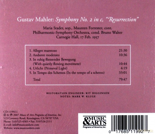 Walter, Bruno - conductor: Mahler: Symphony No. 2 [CD]