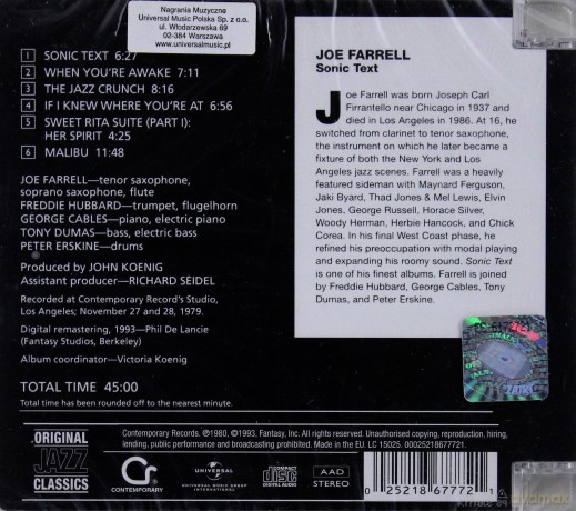 Joe Farrell: Sonic Text [CD]