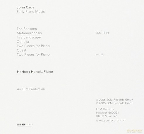 John Cage: Early Piano Music [CD]