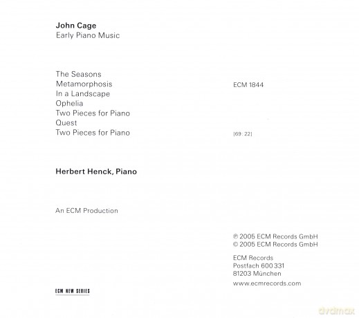 John Cage: Early Piano Music [CD]