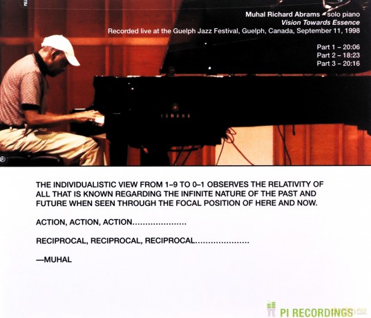 Abrams, Muhal Richard (piano solo - live): Vision Towards Essence [CD]