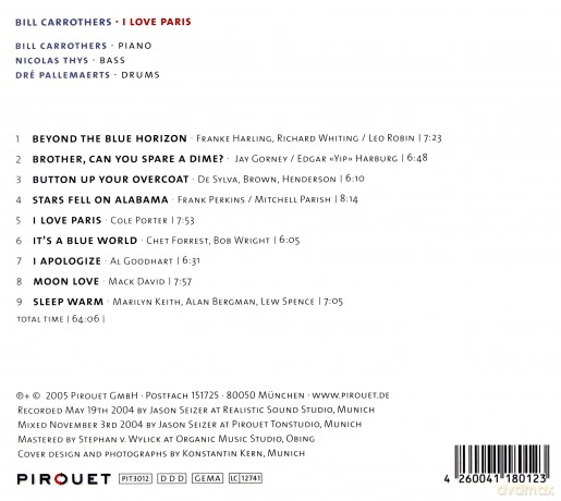 Carrothers, Bill (N. Thys, D. Pallemaerts): I Love Paris [CD]