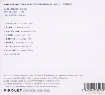 Copland, Marc (G. Peacock, P. Motian): New York Trio Recordings vol. 2 (Voices) [CD]