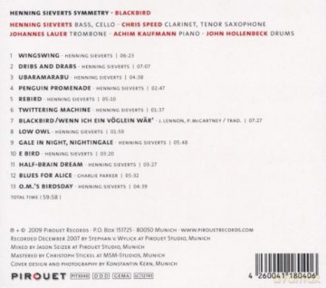 Henning Symmetry Sieverts (C. Speed, J. Lauer, A. Kaufmann, J. Hollenbeck): Blackbird [CD]