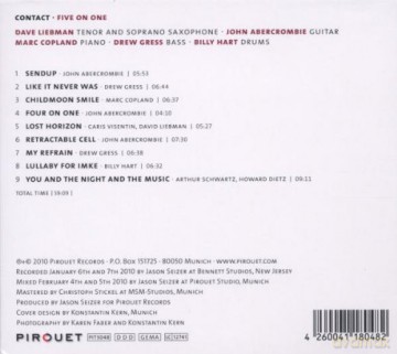 Contact (D. Liebman, J. Abercrombie, M. Copland, D. Gress, B. Hart): Five on One [CD]