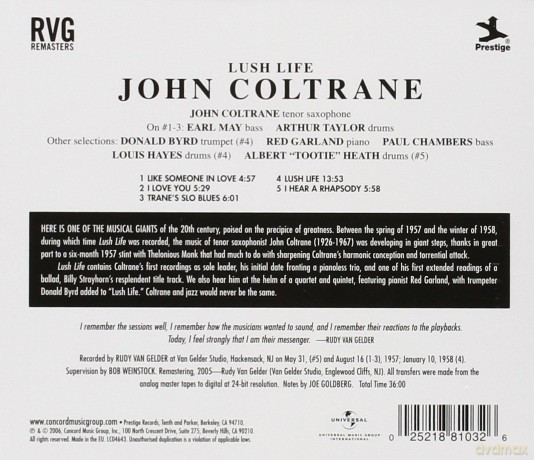 John Coltrane: Lush Life (Rudy Van Gelder Remaster) [CD]