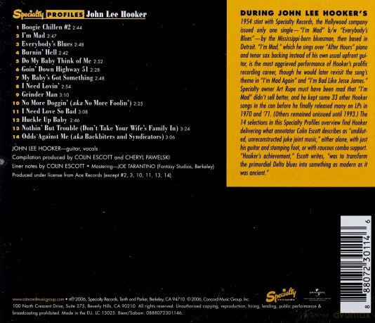 John Lee Hooker: Speciality Profiles [CD]