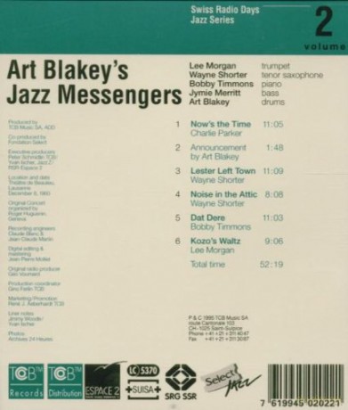 Art Blakey & Jazz Messengers (L. Morgan, W. Shorter, B. Timmons, J. Merritt): Swiss Radio Days Vol. 2 - Lausanne 1960 Part 1 [CD]