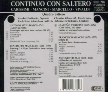 Carissimi, Mancini, Marcello, Vivaldi - Continuo con saltero: Quadro Saltero: Y. Hashimoto, C. Ohlenroth, K.H. Schickhaus, J. Schickhaus [CD]
