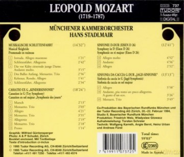 Mozart, Leopold - Kindersinfonie, Schlittenfahrt, Sinfonie D-dur, Sinfonia Da Caccia G-dur: Münchener Kammerorchester, H. Stadlmair [CD]