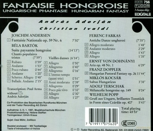 Andersen, Bartok, Farkas, Dohnanyi, Doppler, Kocsar, Terschak, Popp - Hungarian Fantasy: Andras Adorjan, Christian Ivaldi [CD]