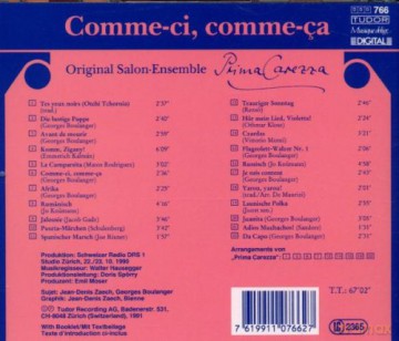 Prima Carezza: Original Salon Ensemble: Comme-ci, comme-ca - Hommage a Georges Boulanger [CD]