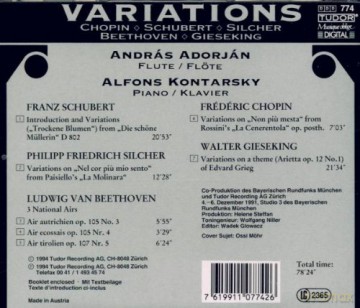 Chopin, Schubert, Silcher, Beethoven, Gieseking: Variations: Andras Adorjan -fl, Alfons Kontarsky - p [CD]