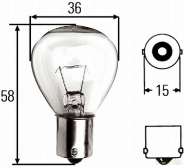 Żarówka, światło ostrzegawcze obrotowe Hella U 45 W 8GA 002 074-121