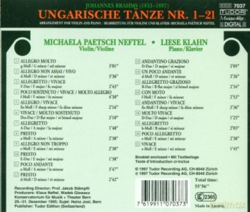 Brahms, Johannes: 21 Hungarian Dances: Michaela Paetsch Neftel - viol, Liese Klahn - p [CD]