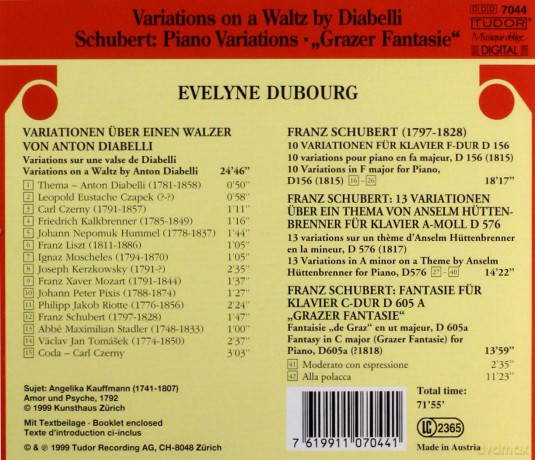 Schubert, Franz: Diabelli-Variationen: Evelyne Dubourg - piano [CD]