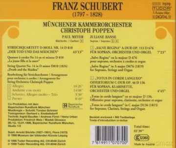 Schubert, Franz: Der Tod und Das Mädchen, Salve Regina A-dur Op. 153, Offertorium Totus in Corde S-dur: Münchener Kammerorchester, Christoph Poppen [CD]