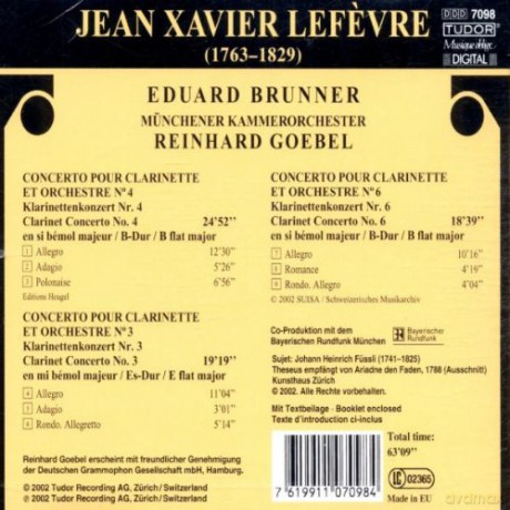 Lefevre: Clarinet Concertos: Eduard Brunner, Münchener Kammerorchester [CD]