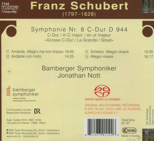Schubert, Franz: Symphonie No. 8: Bamberger Symphoniker, J. Nott [SACD]