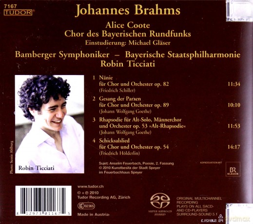 Brahms, Johannes: Nanie, Gesang der Parzen, Alt-Rhapsodie, Schicksalslied: Alice Coote, Chor des Bayerischen Rundfunks, Bamberger Symphoniker, Robin Ticciati [SACD]