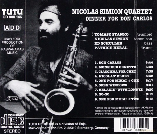 Simion, Nicolas Quartet (T. Stańko, E. Schuller, P. Heral): Dinner For Don Carlos [CD]
