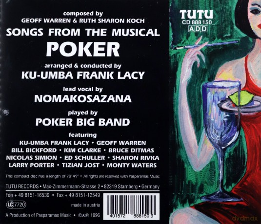 Lacy, Ku-umba Frank, (N. Kosazana, G. Warren, B. Bickford, K. Clarke, B. Ditmas, N. Simion, E. Schuller, S. Rivka, L. Porter, T. Jost, M. Waters): Songs from the Musical Poker [CD]
