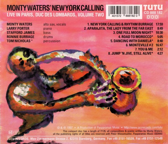 Monty New York Calling Waters' (L. Porter, S. James, R. Burrage, T. Nicholas): Live In Paris, Duc des Lombards, Vol. II [CD]