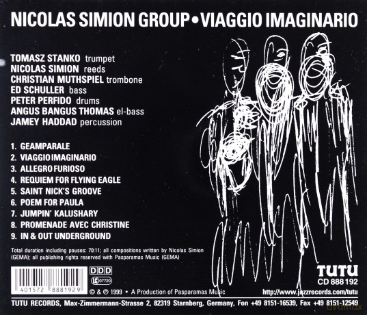 Simion, Nicolas Group (C. Muthspiel, E. Schuller, P. Perfido, A.B. Thomas, J. Haddad) feat. Tomasz Stańko: Viaggio Imaginario [CD]