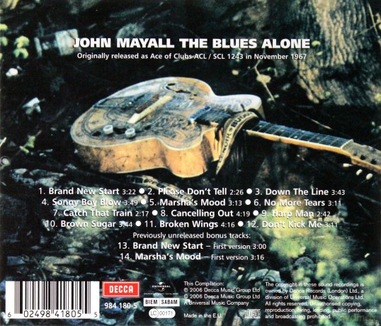 John Mayall's Bluesbreakers: The Blues Alone [CD]